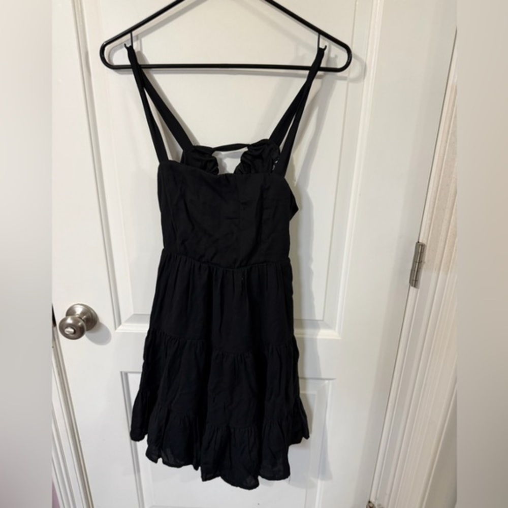 Trixxi Black Tiered Tie-Back Fit & Flare Mini Dress